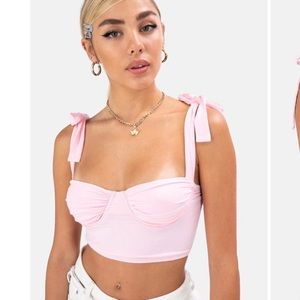 Pink bustier crop tank top